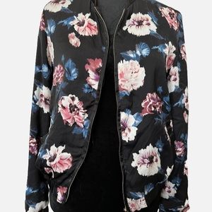 Bomber Flower Jacket In Black With Flowers All Ov… - image 1